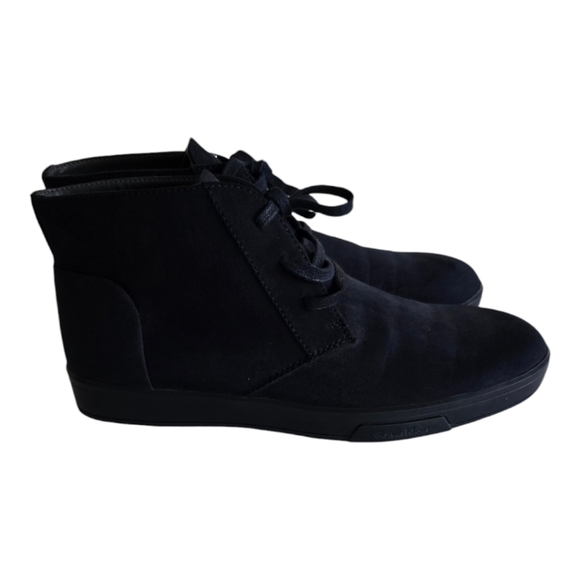 Calvin Klein Boots Ankle Men 9M Blue Plenley Suede Smooth Calf Leather - Picture 1 of 13